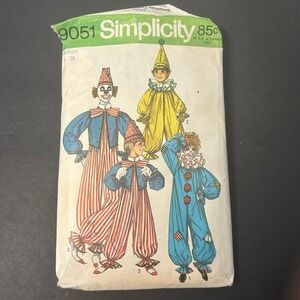 Vintage 70's Simplicity 9051 Clown Costume Pattern Adult Medium Kids Multi-Size‎